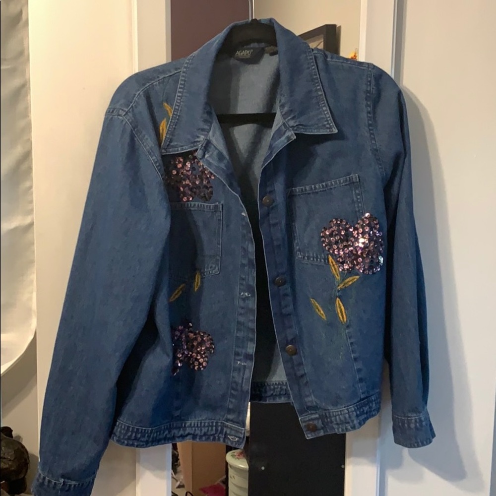 Agapo Collection Embroidered Jean Jacket